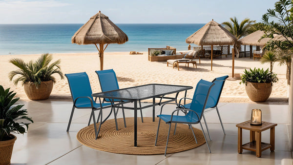 Pierro Blue 5-Piece Outdoor Dining Set