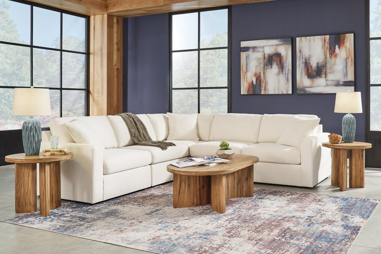 Pillar Peak 5-Piece Sectional with Ottoman in Oyster from Ashley - Luna Furniture
