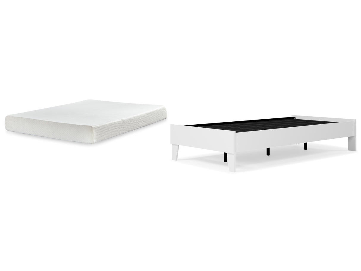 Piperton Twin Platform Bed with Mattress in White from Ashley Furniture - Luna Furniture