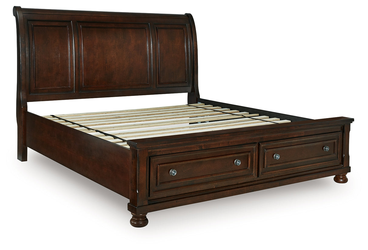 Porter Rustic Brown California King Sleigh Storage Platform Bed from Ashley - Luna Furniture