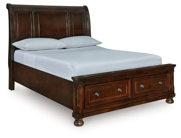 Porter Rustic Brown Queen Sleigh Storage Platform Bed