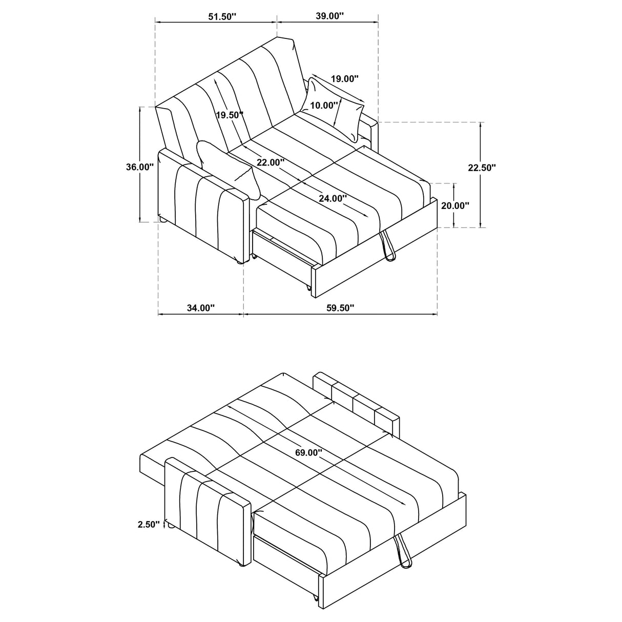 Portland Latte Boucle Sleeper Sofa Bed from Coaster - Luna Furniture