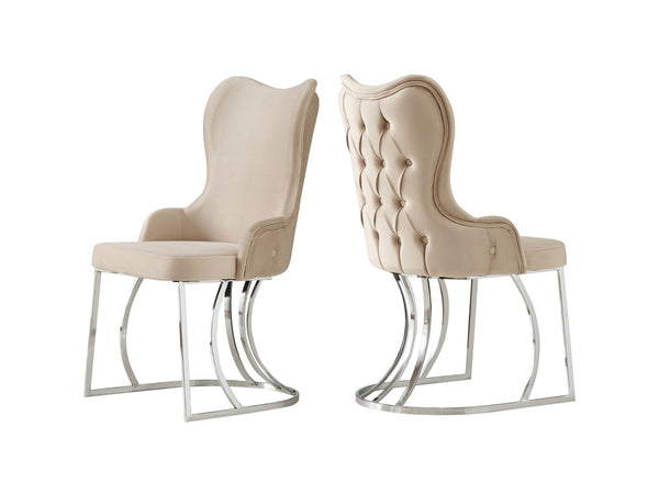 Prag Dining Chair in Cream, Silver C Leg