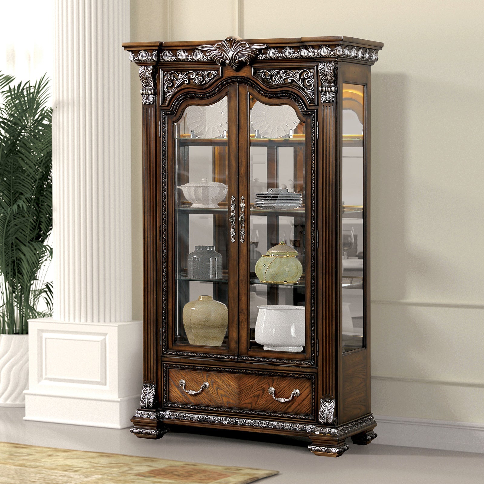 Furniture of America Promenade Dark Brown Curio Cabinet – Luna