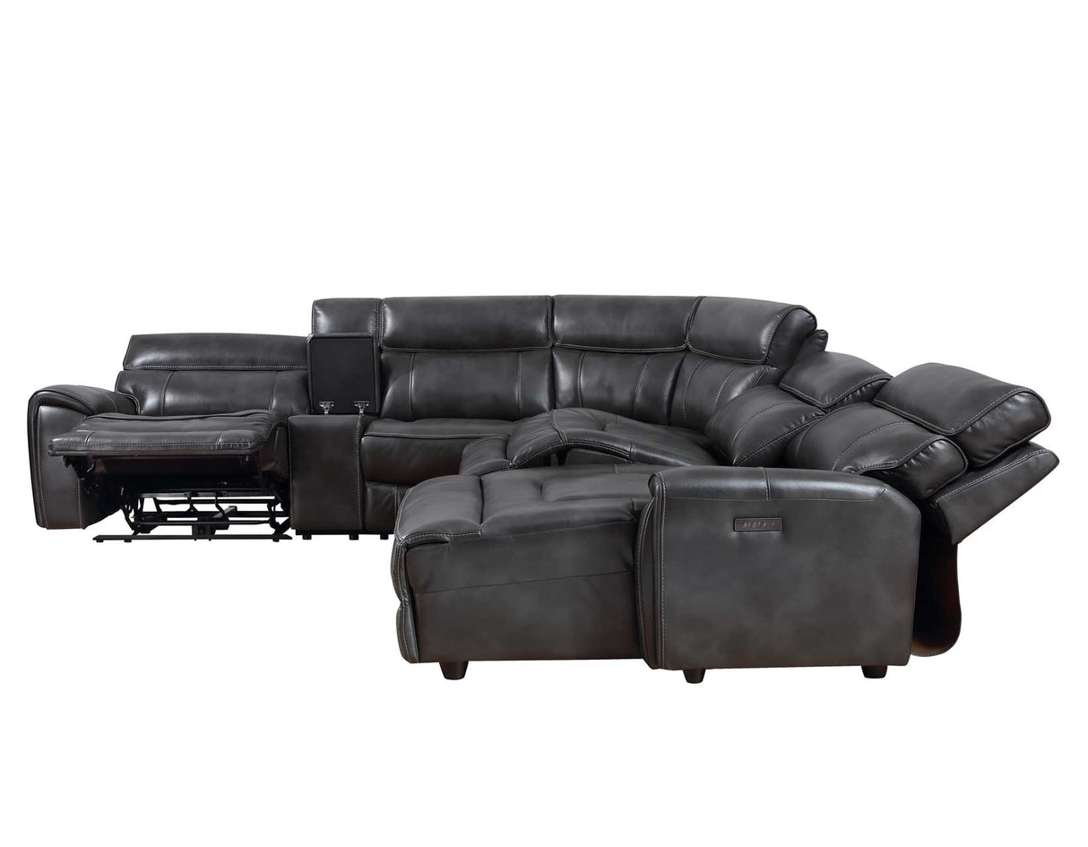 Provo Gray 6-Piece RAF Chaise Dual Power Reclining Sectional from Steve Silver - Luna Furniture