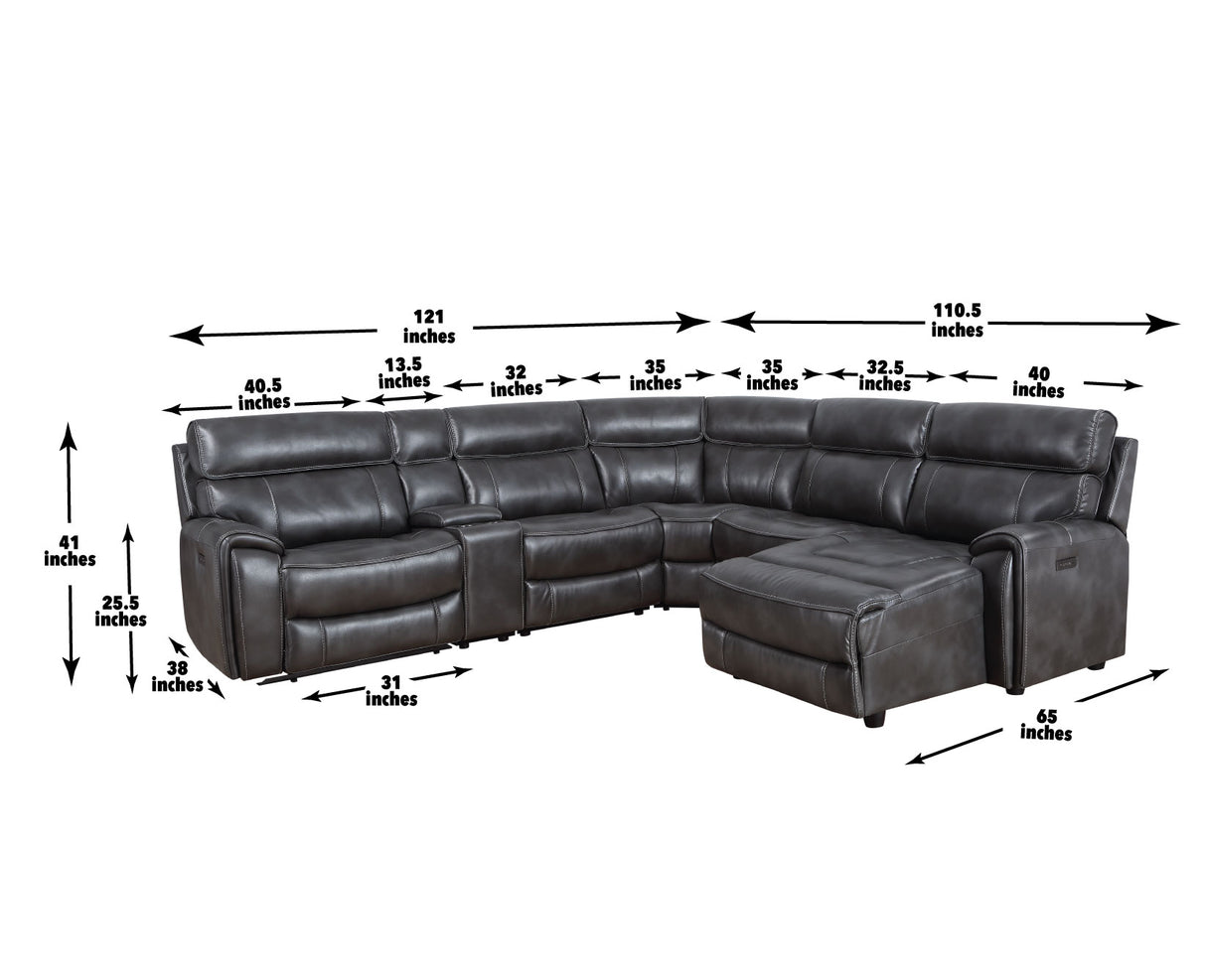 Provo Gray 6-Piece RAF Chaise Dual Power Reclining Sectional from Steve Silver - Luna Furniture
