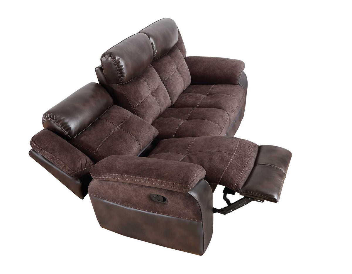 Pueblo Coffee Fabric/Leatherette 3-Piece Reclining Living Room Set from Steve Silver - Luna Furniture