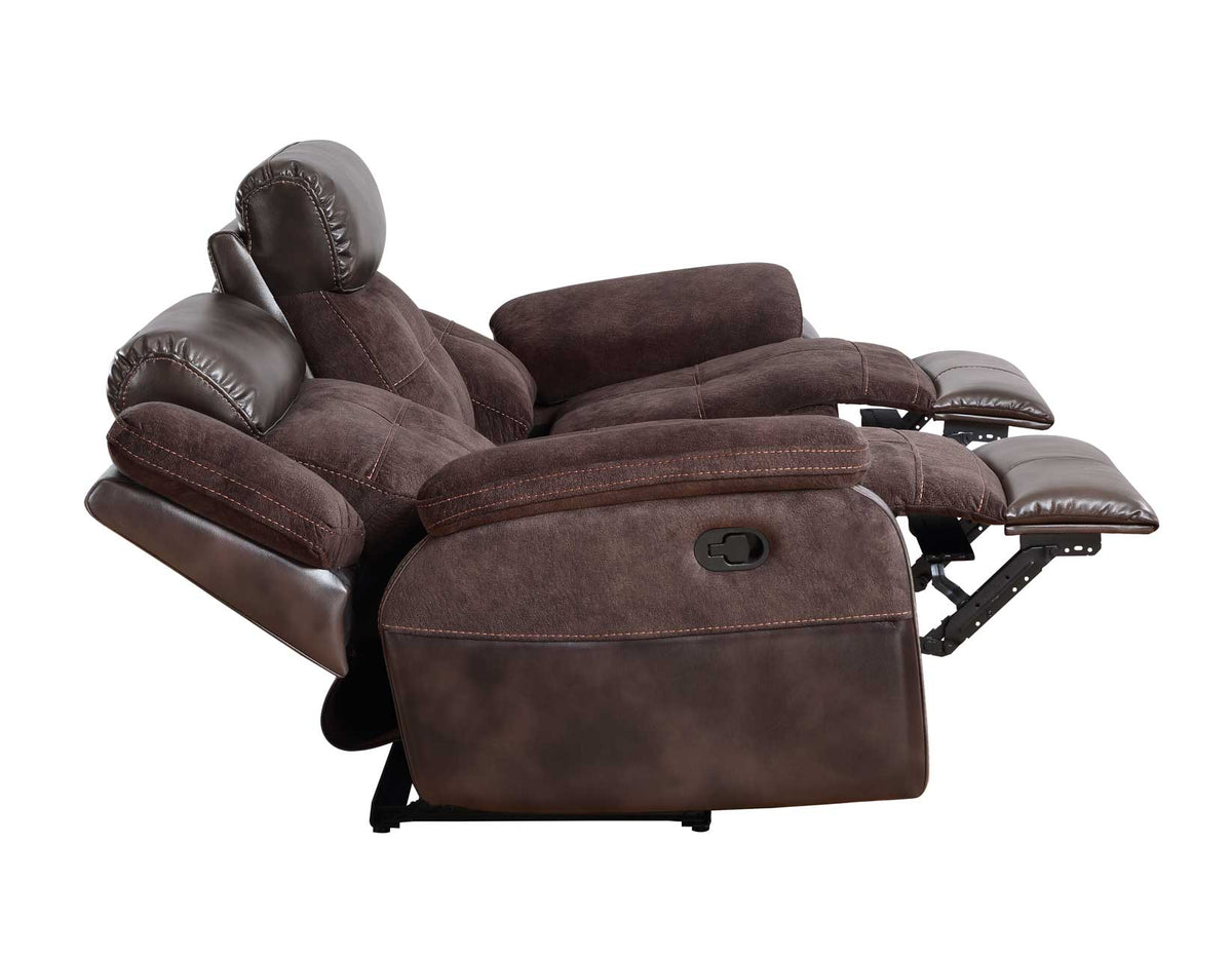 Pueblo Coffee Fabric/Leatherette 3-Piece Reclining Living Room Set from Steve Silver - Luna Furniture