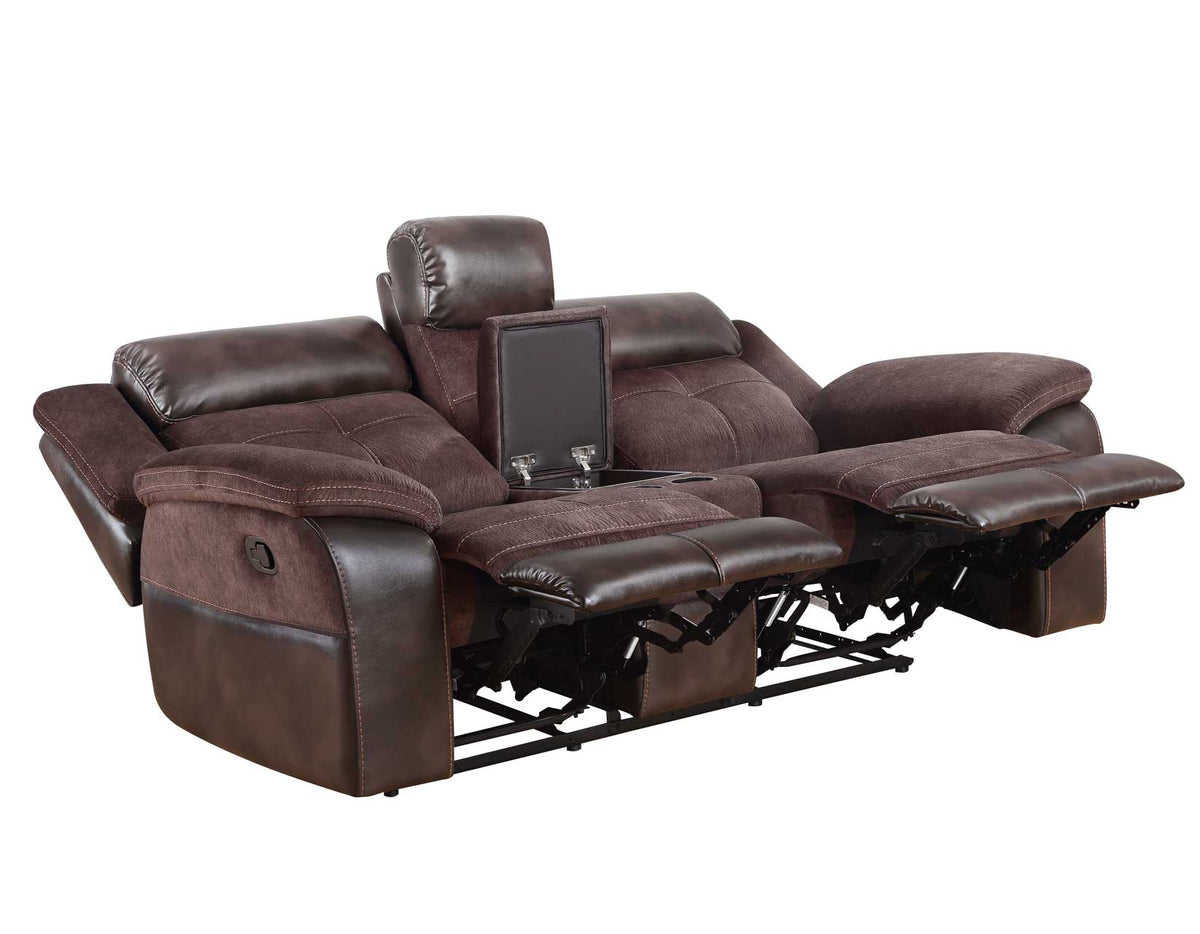 Pueblo Coffee Fabric/Leatherette 3-Piece Reclining Living Room Set from Steve Silver - Luna Furniture