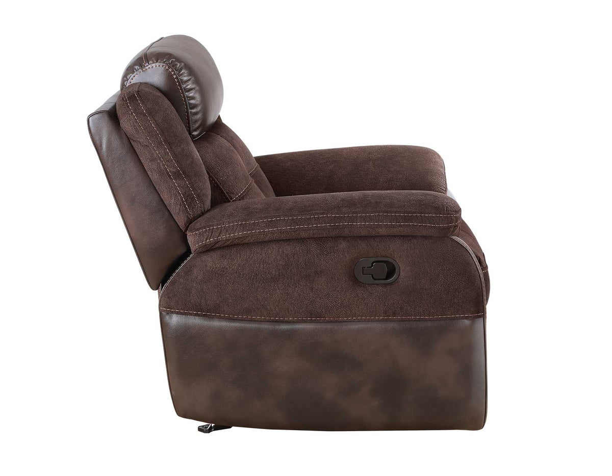 Pueblo Coffee Fabric/Leatherette 3-Piece Reclining Living Room Set from Steve Silver - Luna Furniture