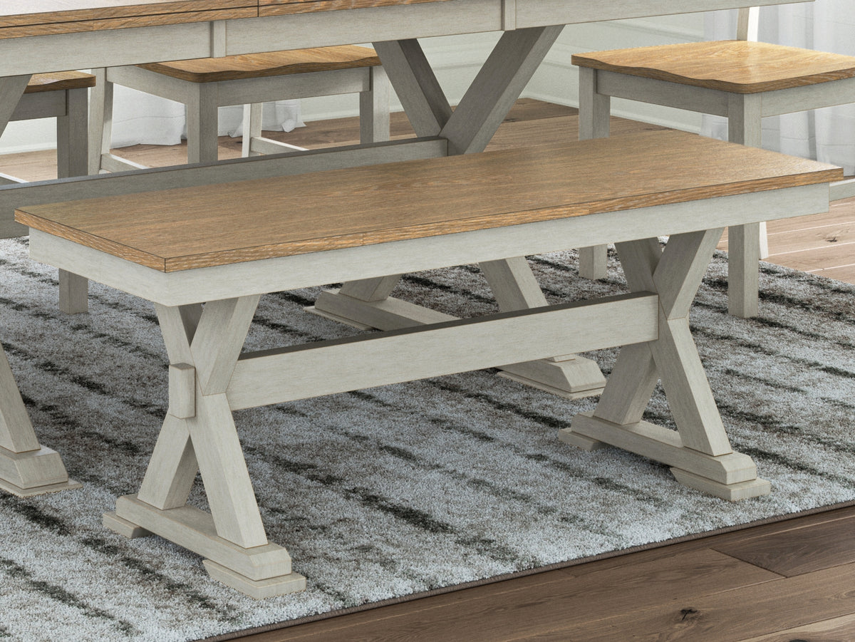 Purlaney Antique White/Natural 48" Dining Bench from Ashley - Luna Furniture