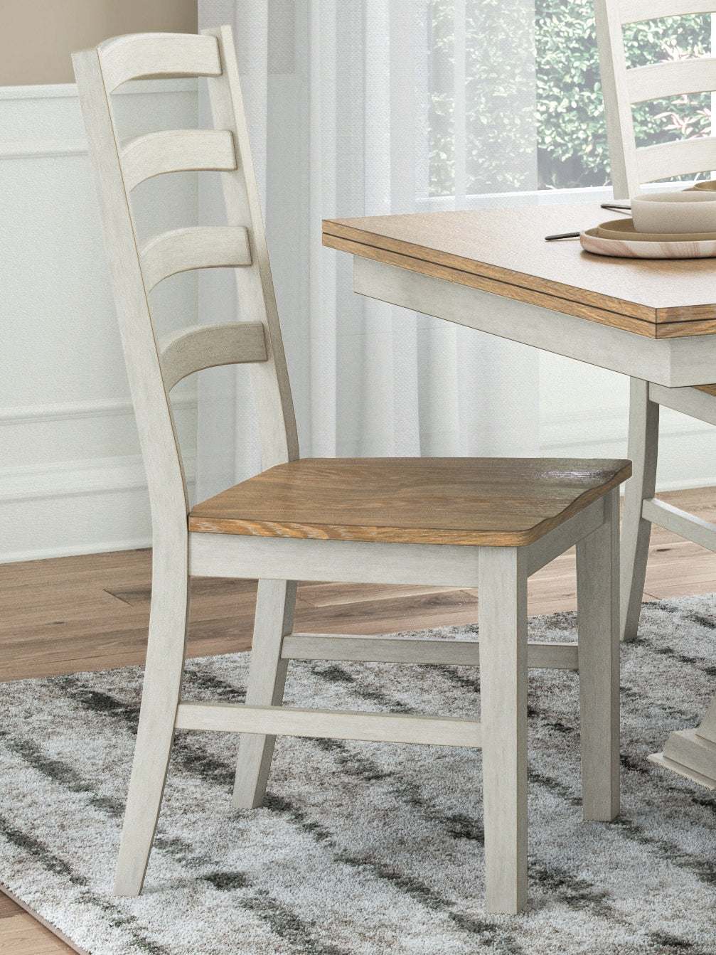 Purlaney Antique White/Natural Dining Chair, Set of 2 from Ashley - Luna Furniture