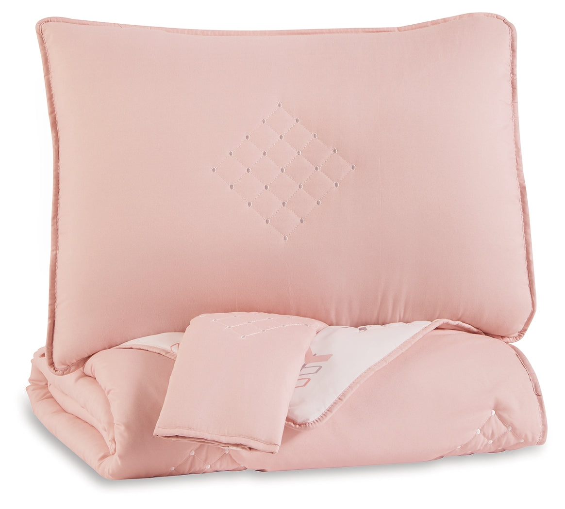 Lexann Pink/White/Gray Full Comforter Set from Ashley - Luna Furniture