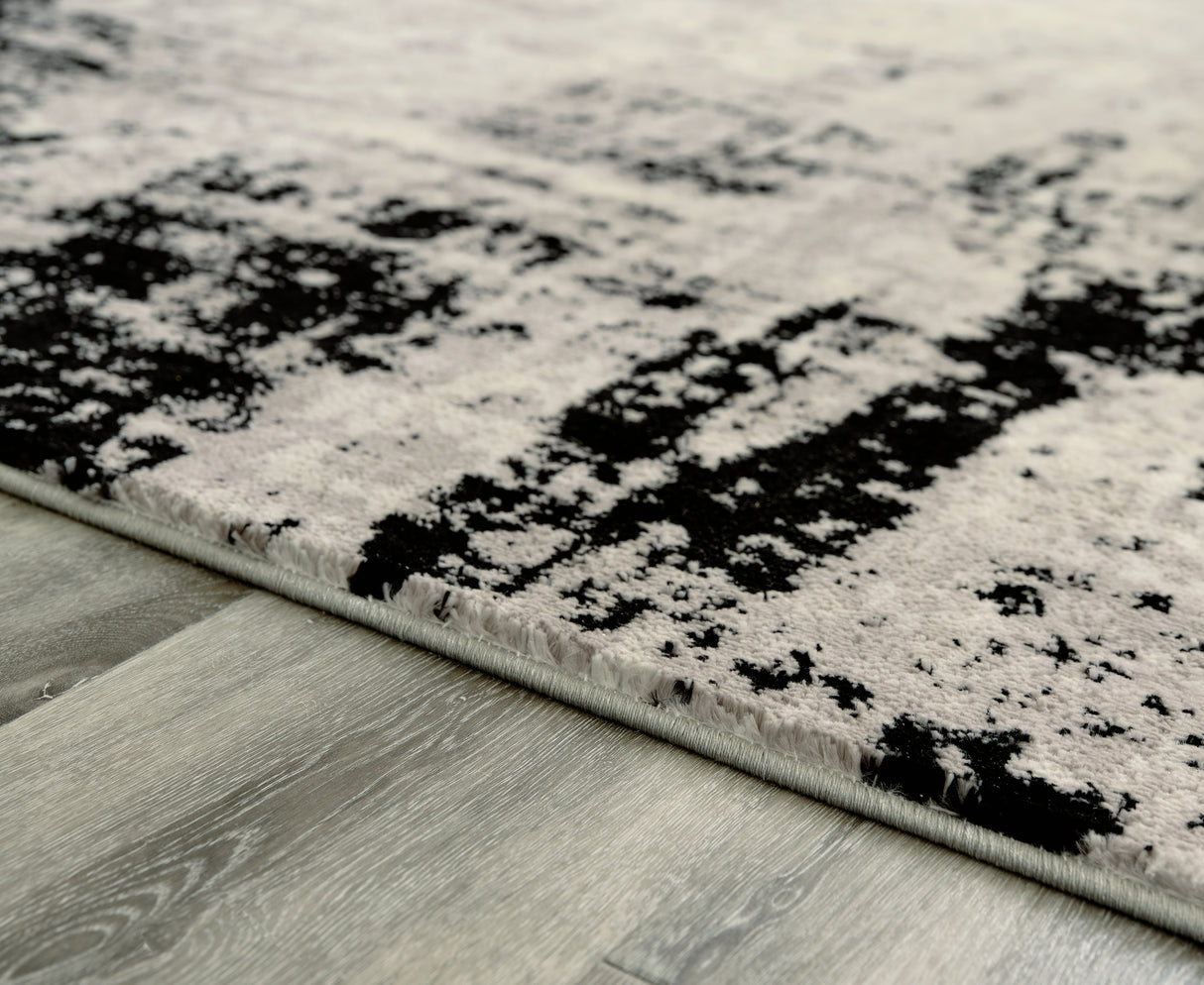 Zekeman Black/Cream/Gray Large Rug from Ashley Furniture - Luna Furniture