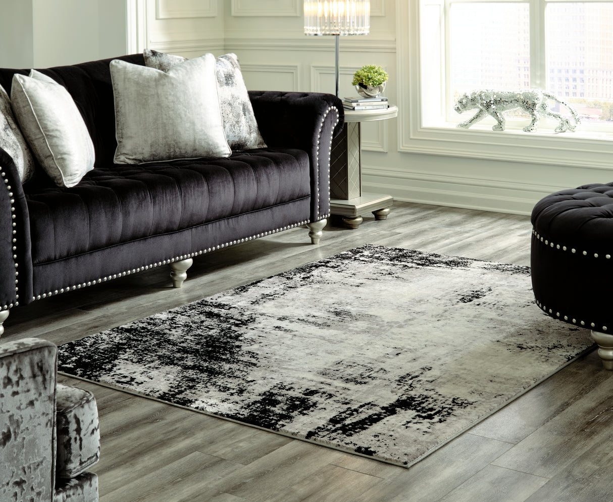Zekeman Black/Cream/Gray Medium Rug from Ashley Furniture - Luna Furniture
