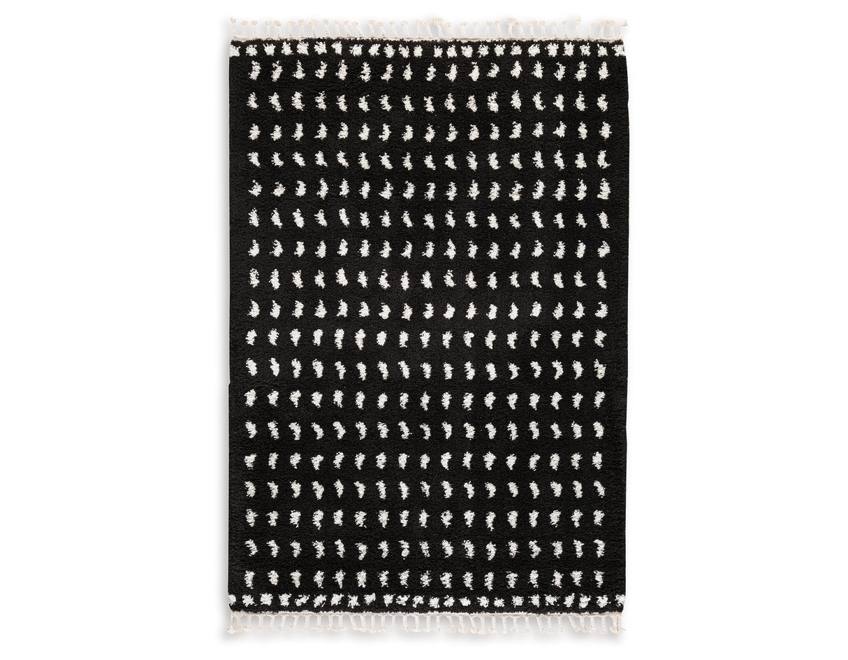 Minston Black/White 5' x 7' Rug from Ashley - Luna Furniture