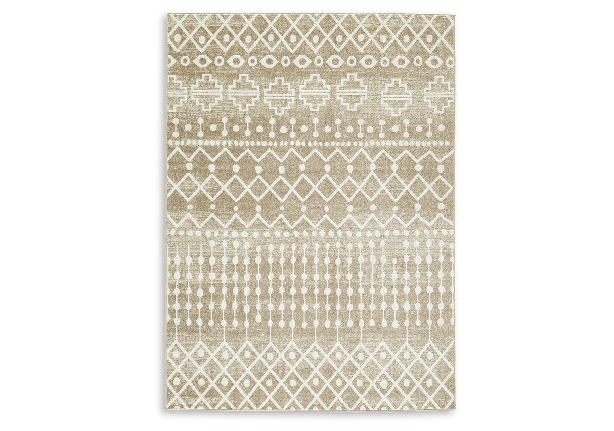Bunchly Tan/Brown/Cream Medium Rug from Ashley Furniture - Luna Furniture