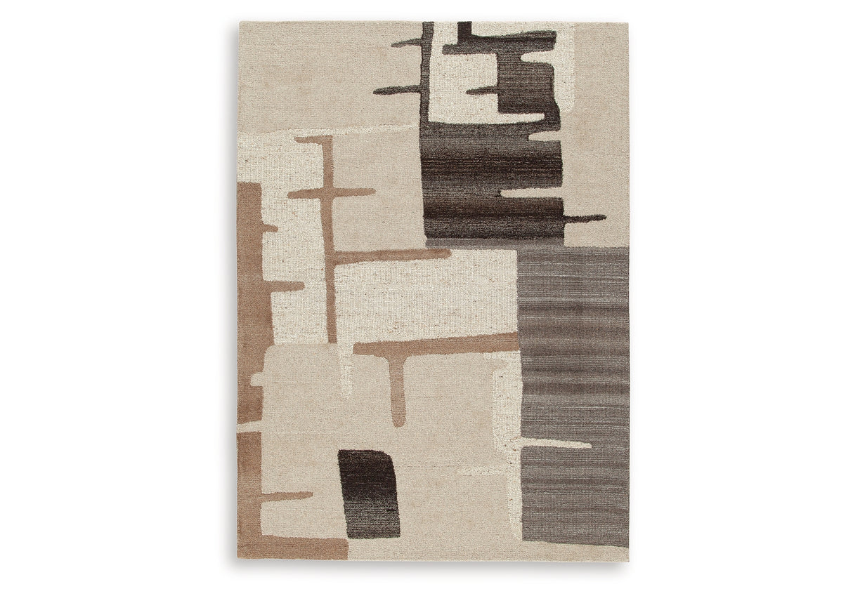 Kencher Beige/Brown Medium Rug from Ashley Furniture - Luna Furniture
