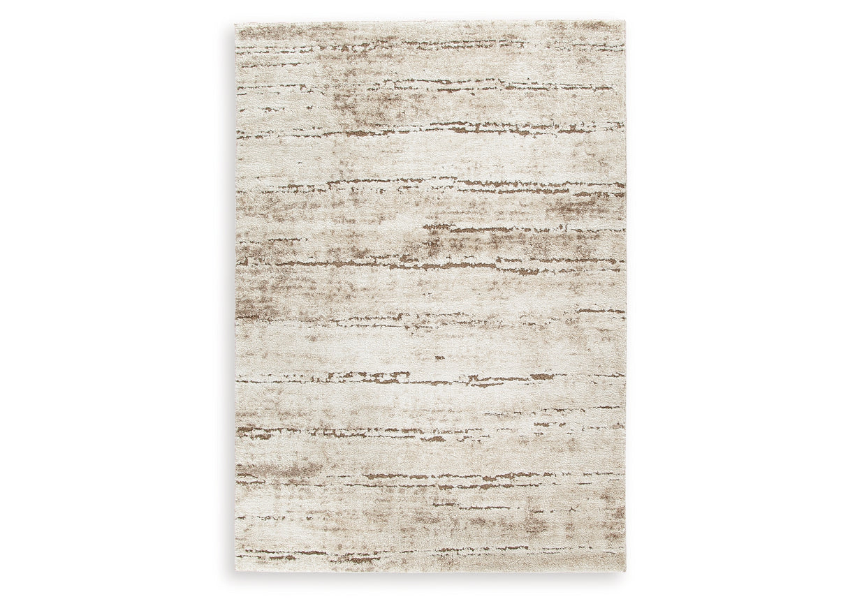 Kasney Cream/Brown Large Rug from Ashley Furniture - Luna Furniture