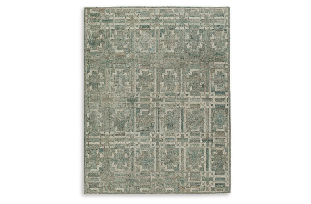 Jossland Green/Ivory Large Rug from Ashley Furniture - Luna Furniture