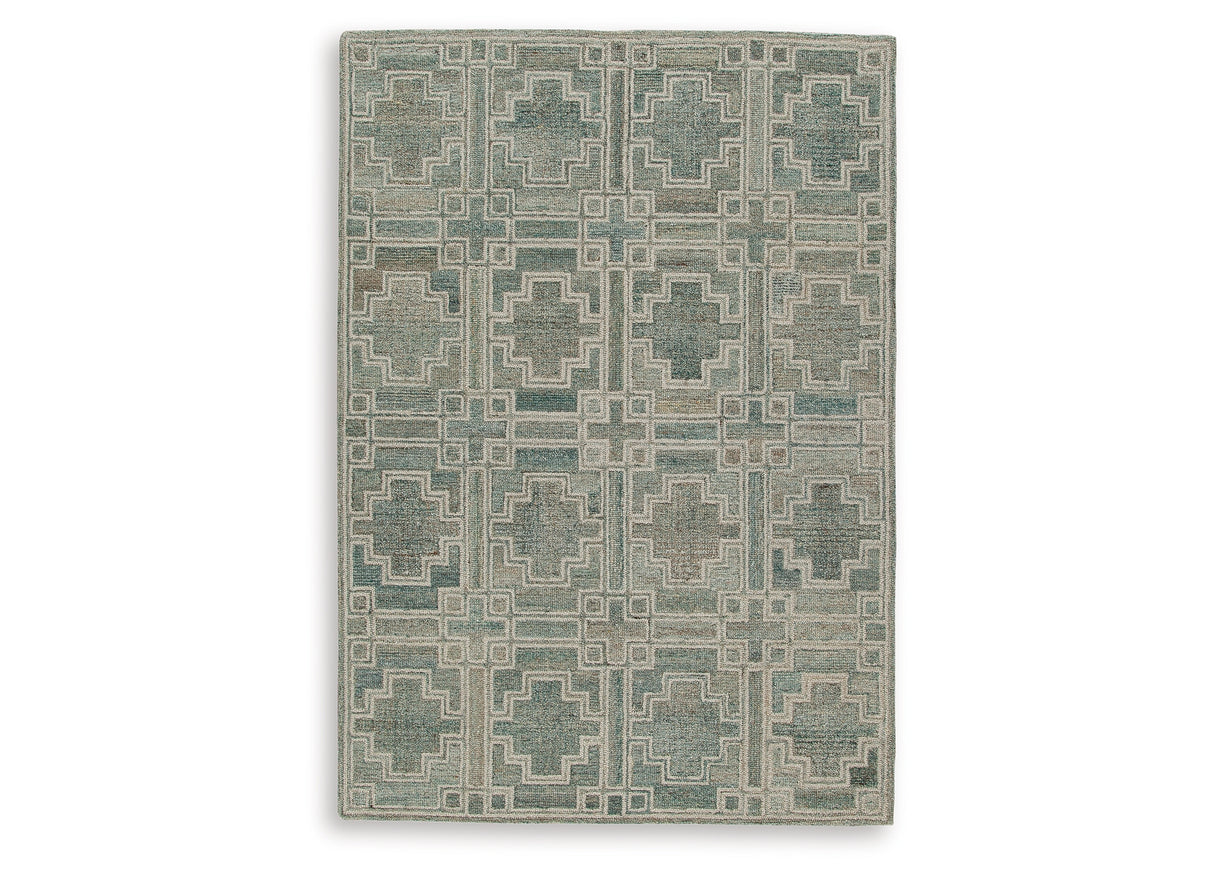 Jossland Turquoise/Ivory Medium Rug from Ashley Furniture - Luna Furniture