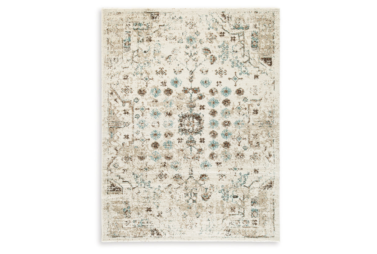Jossler Ivory/Brown/Teal Medium Rug from Ashley Furniture - Luna Furniture