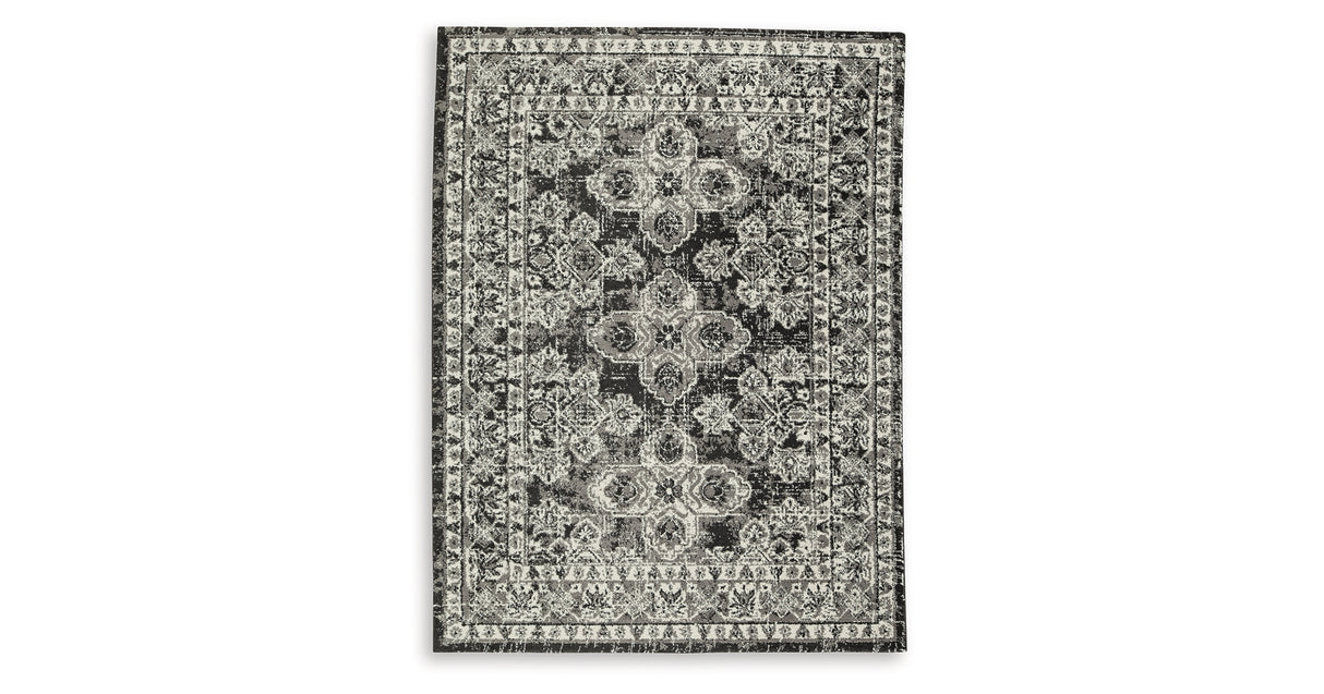 Glennisman Black/Gray/Ivory Medium Rug from Ashley Furniture - Luna Furniture