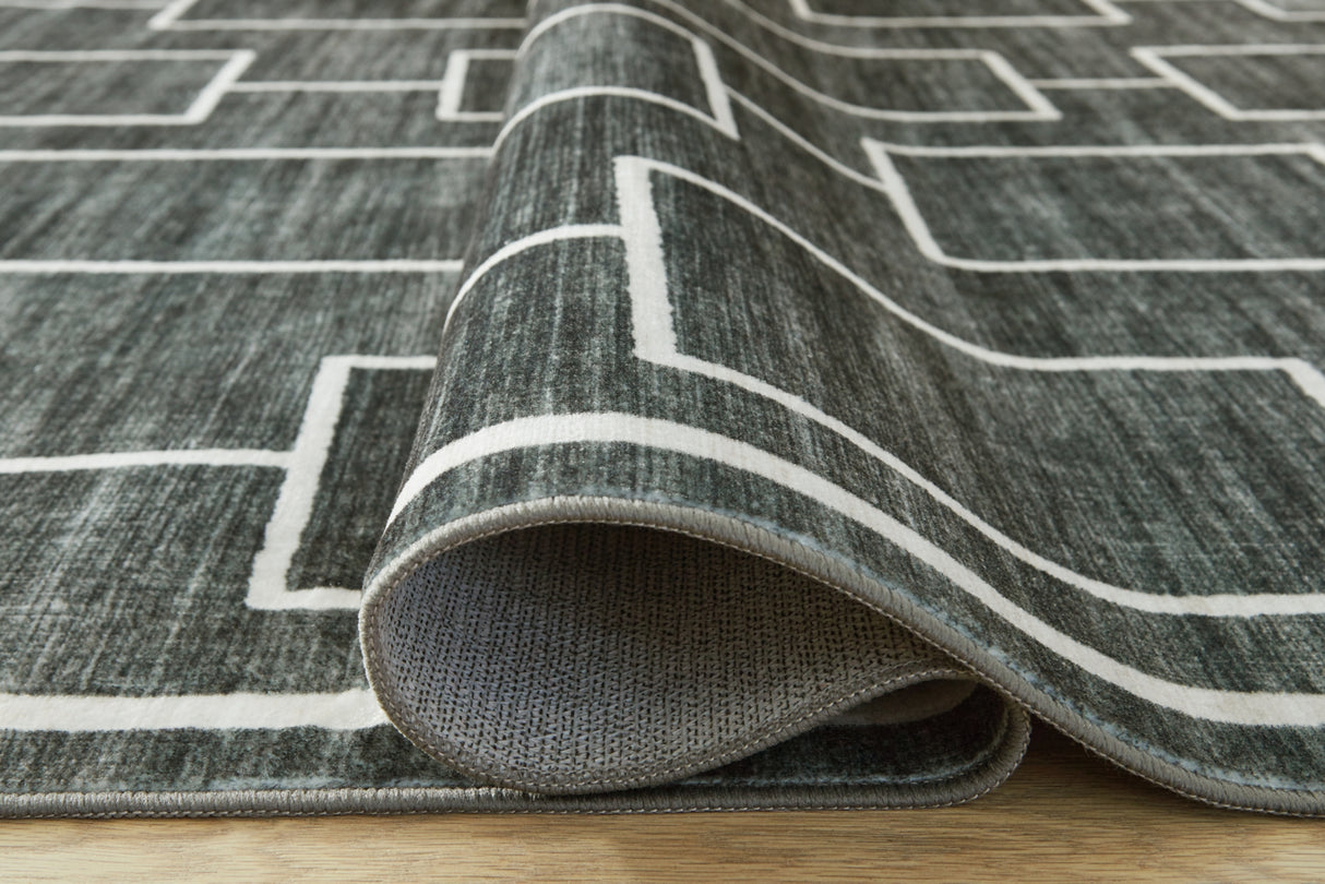 Elderland Black/Gray Washable Medium Rug from Ashley Furniture - Luna Furniture