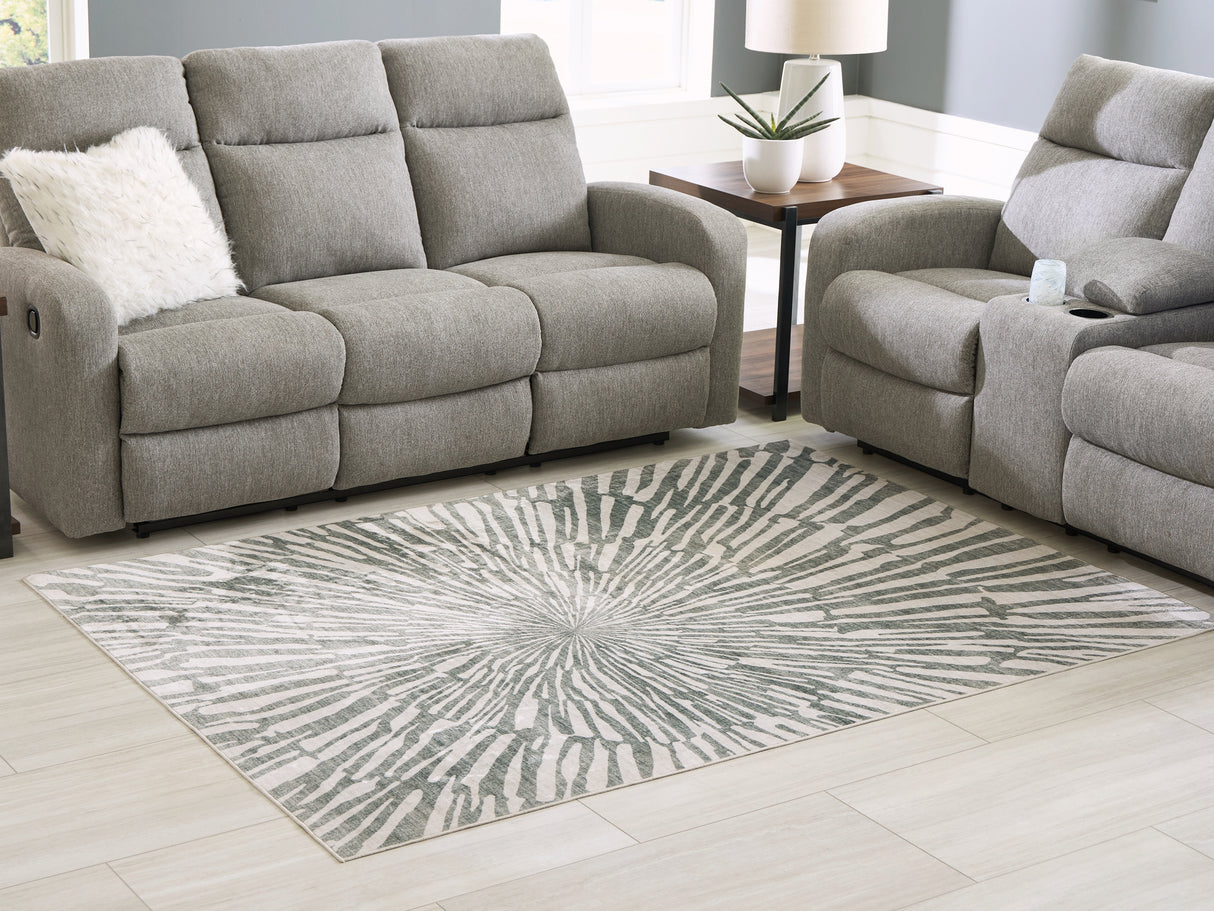 Verland Gray/White Washable Medium Rug from Ashley Furniture - Luna Furniture