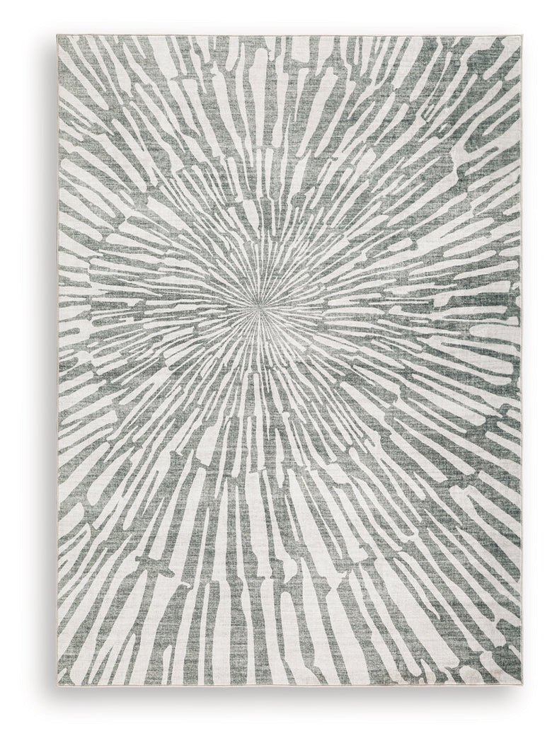 Verland Gray/White Washable Medium Rug from Ashley Furniture - Luna Furniture