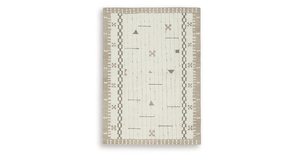 Dot Cream/Brown/Taupe Medium Rug from Ashley Furniture - Luna Furniture