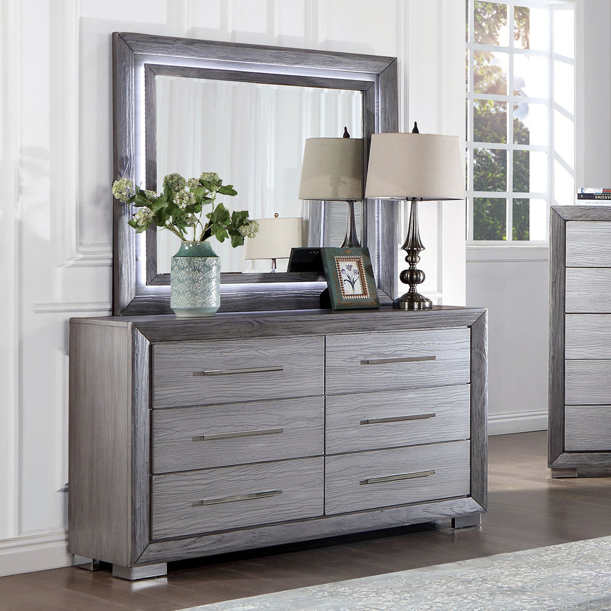 Raiden Gray Transitional Bedroom Set from Furniture of America - Luna Furniture