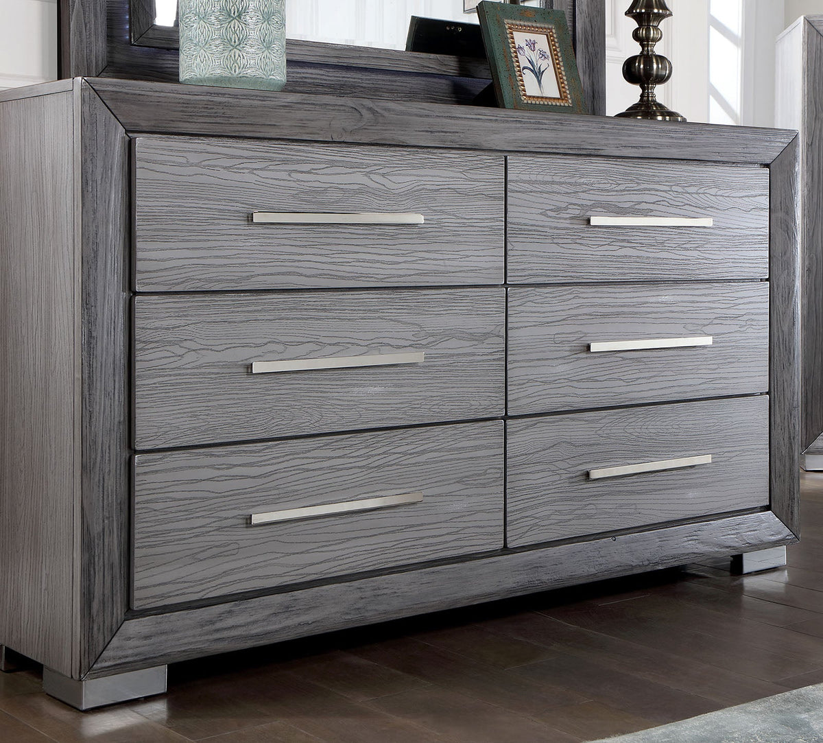 Raiden Gray Transitional Bedroom Set from Furniture of America - Luna Furniture