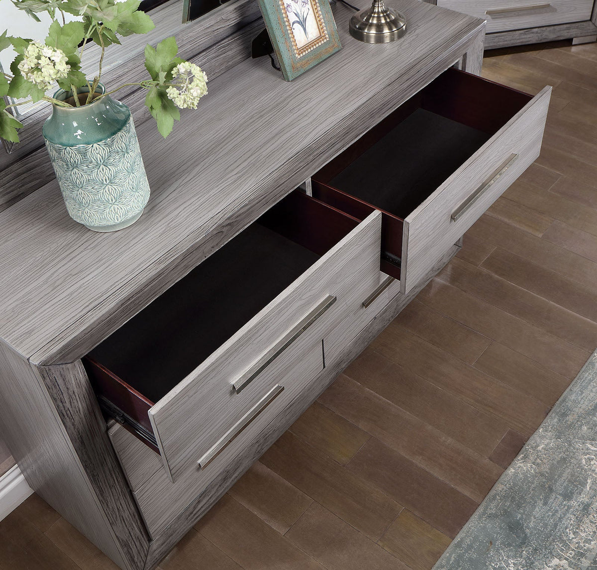 Raiden Gray Transitional Bedroom Set from Furniture of America - Luna Furniture