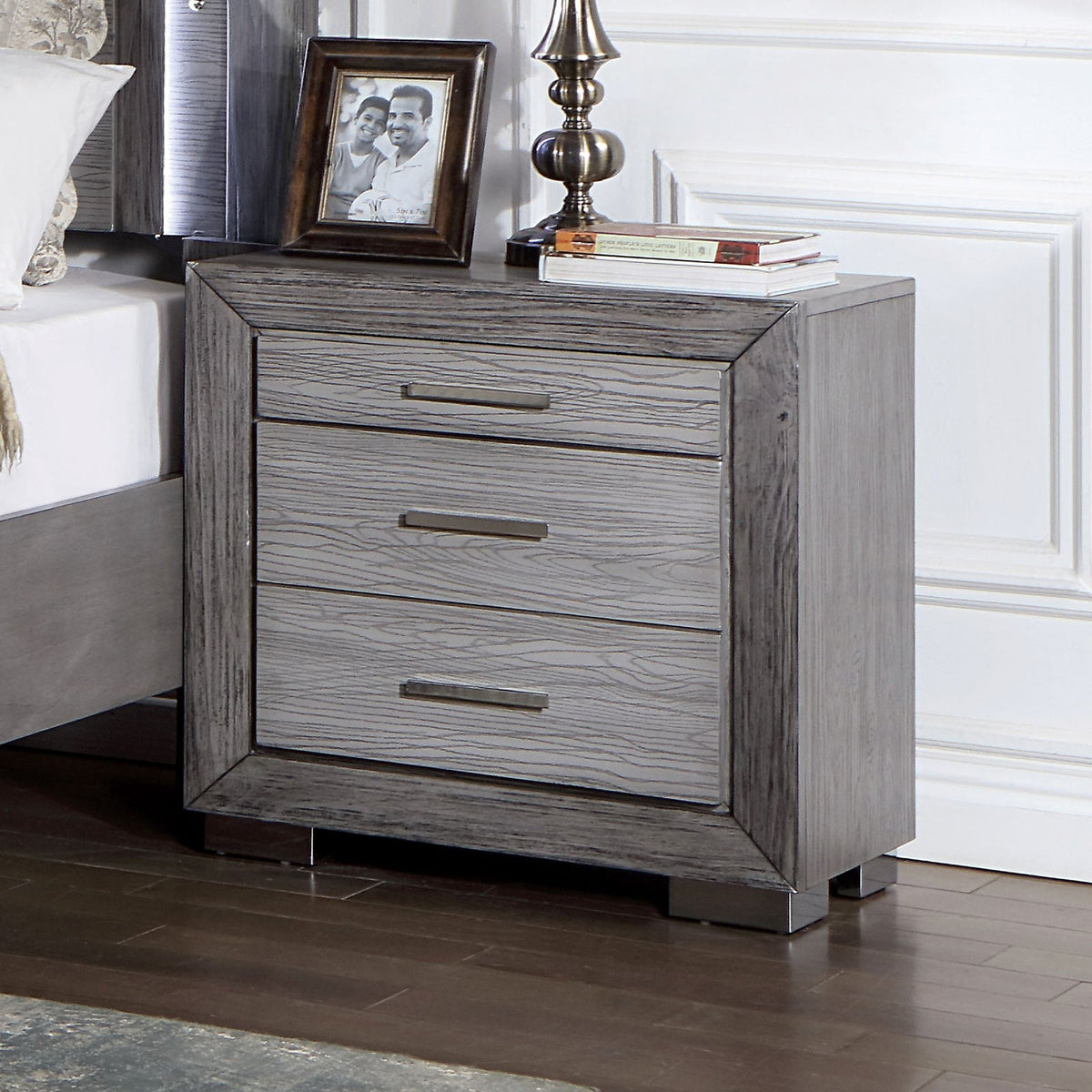 Raiden Gray Transitional Bedroom Set from Furniture of America - Luna Furniture