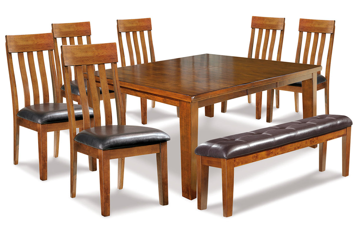 Ralene Medium Brown Dining Table and 6 Chairs and Bench from Ashley Furniture - Luna Furniture