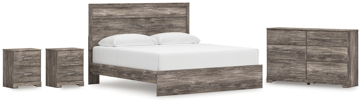 Ralinksi King Panel Bed with Dresser and 2 Nightstands in Gray from Ashley Furniture - Luna Furniture