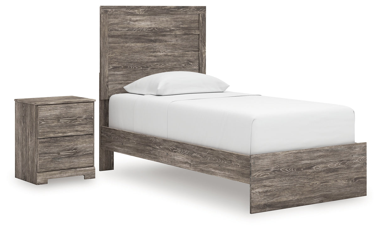 Ralinksi Twin Panel Bed with Nightstand in Gray from Ashley - Luna Furniture
