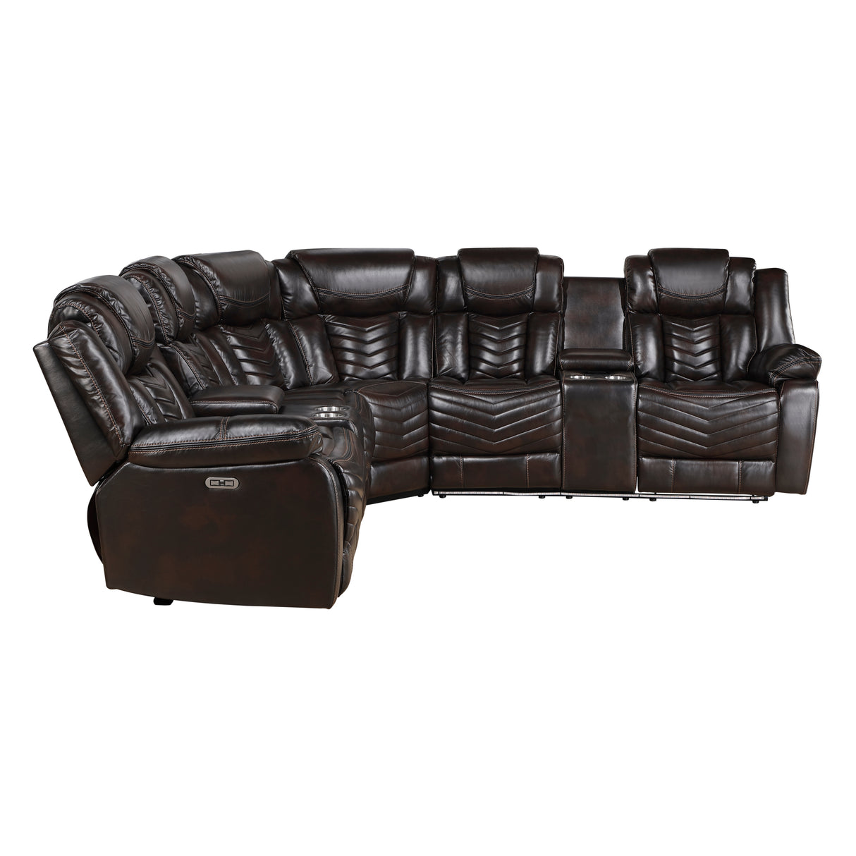 Ramone Dark Brown 3-Piece Power Reclining Sectional with Consoles from Homelegance - Luna Furniture