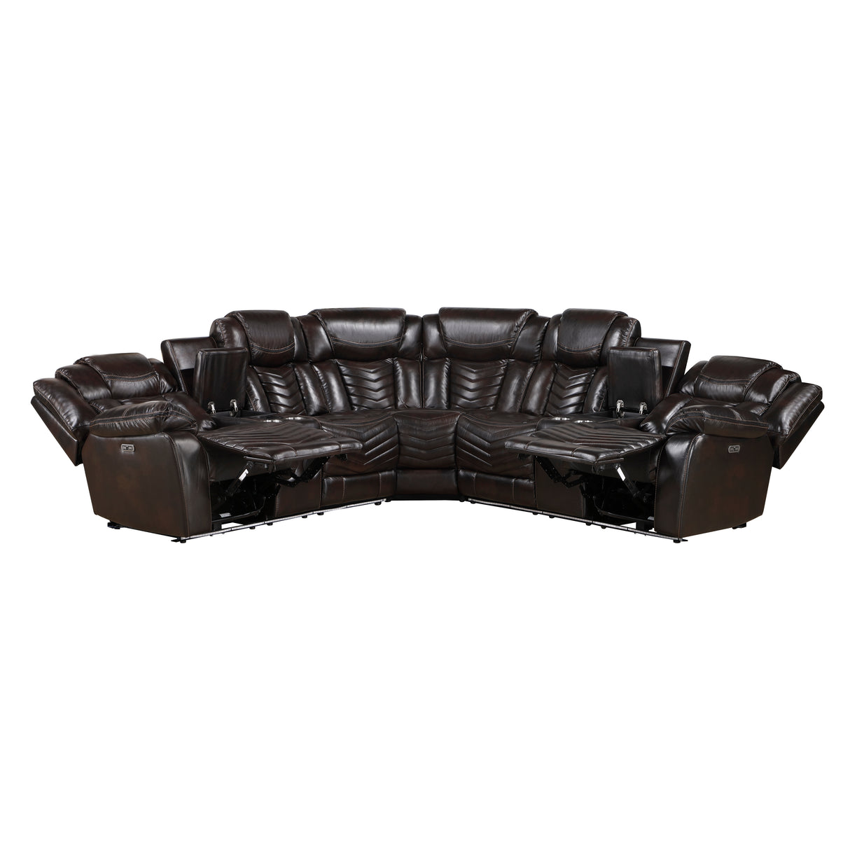 Ramone Dark Brown 3-Piece Power Reclining Sectional with Consoles from Homelegance - Luna Furniture