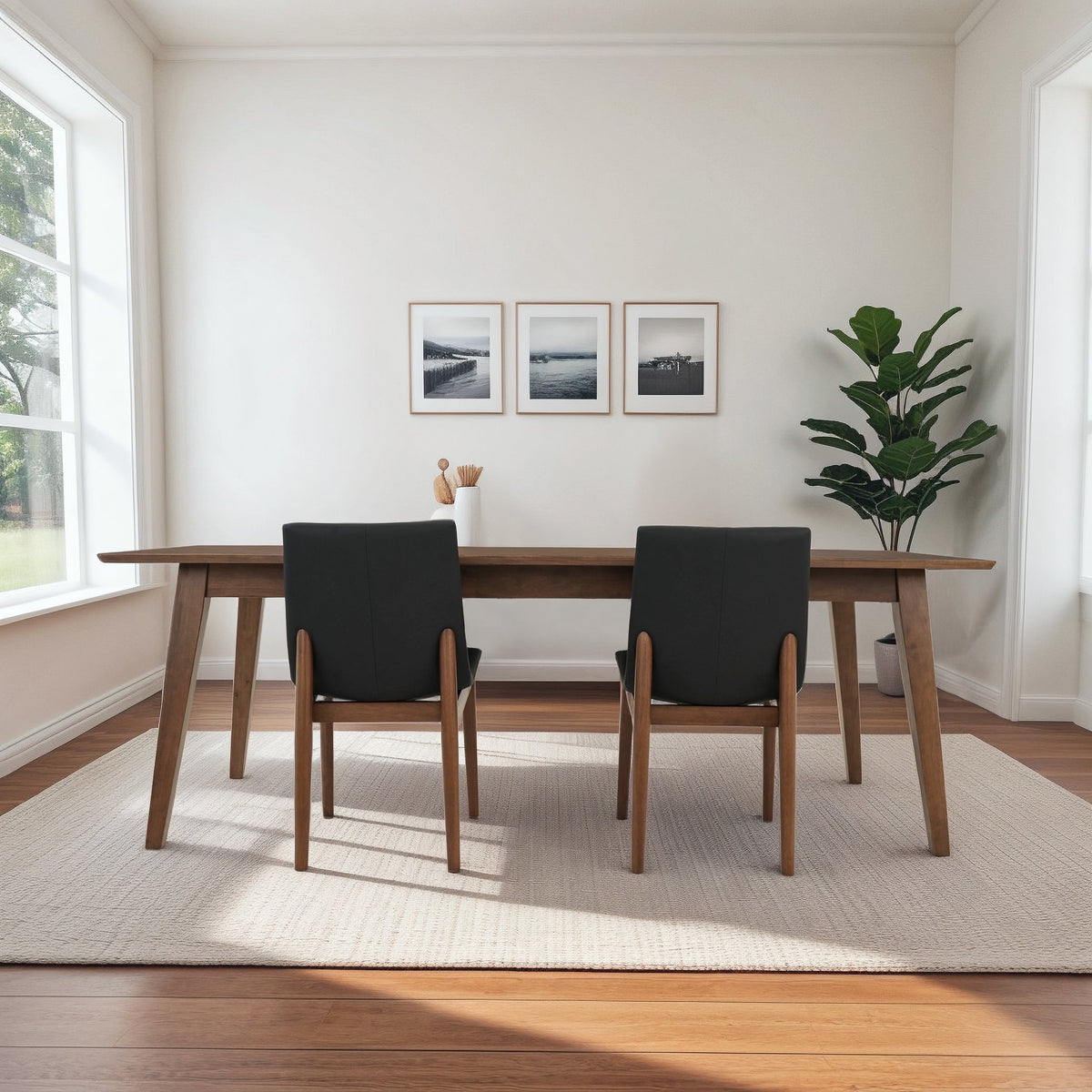 Ravel Walnut Vegan Leather Mid-Century Modern Dining Chairs from Ashcroft Furniture - Luna Furniture