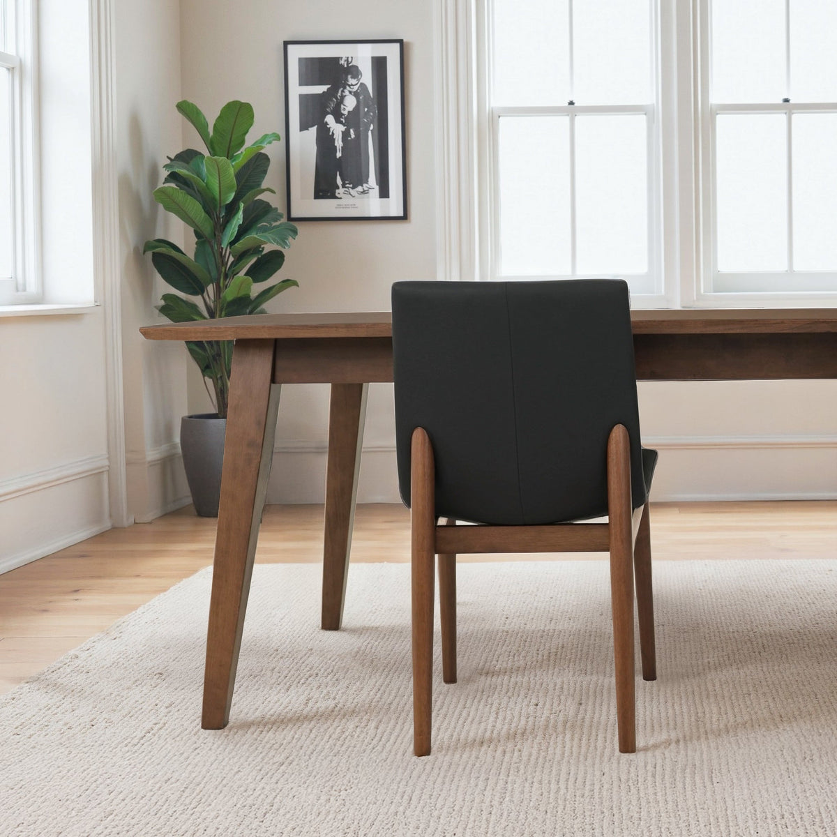 Ravel Walnut Vegan Leather Mid-Century Modern Dining Chairs from Ashcroft Furniture - Luna Furniture