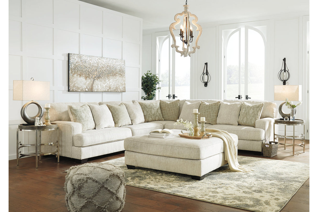 Rawcliffe Parchment 3-Piece Sectional with Ottoman from Ashley - Luna Furniture