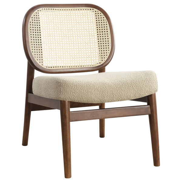 Rayo Camel Rattan Cane Back Accent Chair with Padded Seat