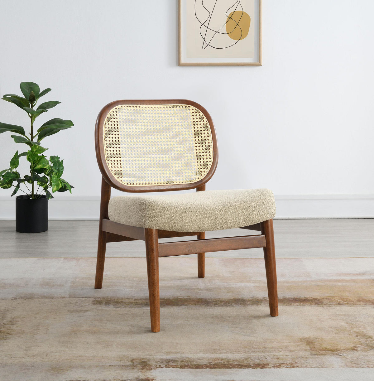 Rayo Camel Rattan Cane Back Accent Chair with Padded Seat from Coaster - Luna Furniture