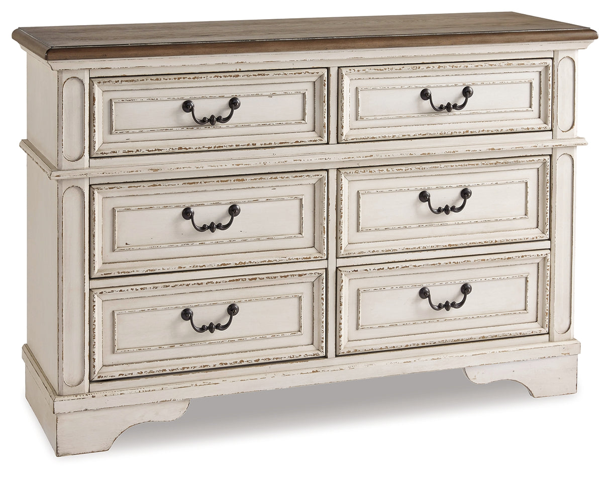 Realyn Chipped White Full Panel Bed, Dresser and Nightstand from Ashley - Luna Furniture