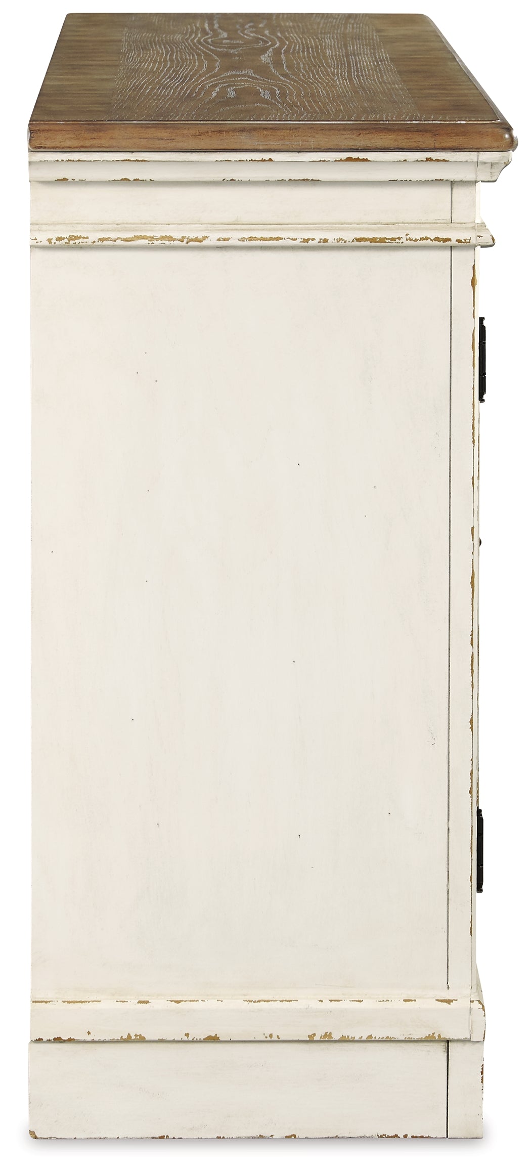 Realyn Chipped White Oval Dining Table and 6 Ribbon Chairs with Server from Ashley - Luna Furniture