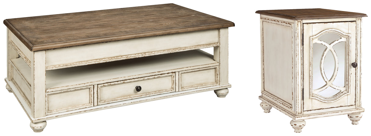 Realyn Coffee Table with 1 End Table in White/Brown from Ashley Furniture - Luna Furniture