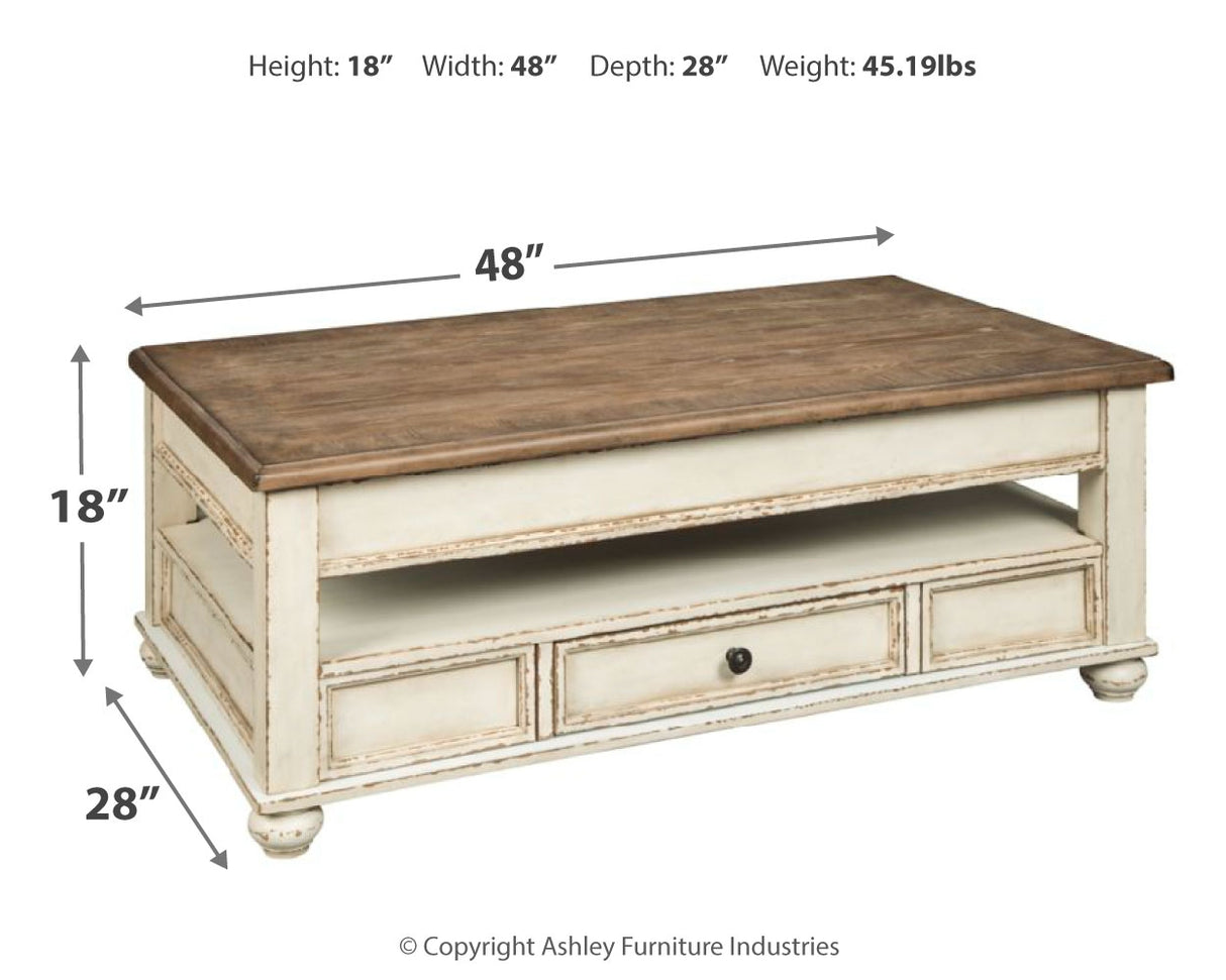 Realyn Coffee Table with 1 End Table in White/Brown from Ashley Furniture - Luna Furniture