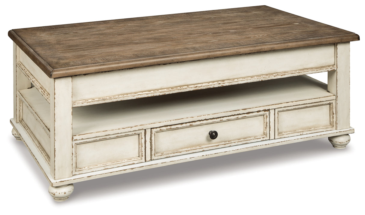 Realyn Coffee Table with 1 End Table in White/Brown from Ashley Furniture - Luna Furniture